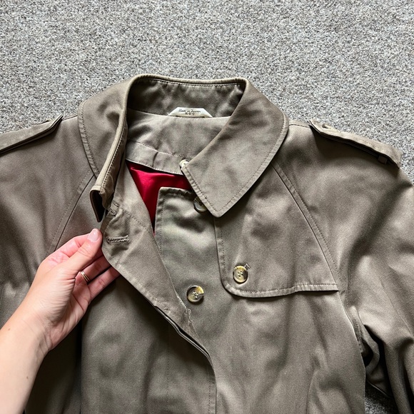 Vintage Evan Picone Taupe Trench Coat Belted Removable Lining Women’s Size Small - Picture 5 of 16